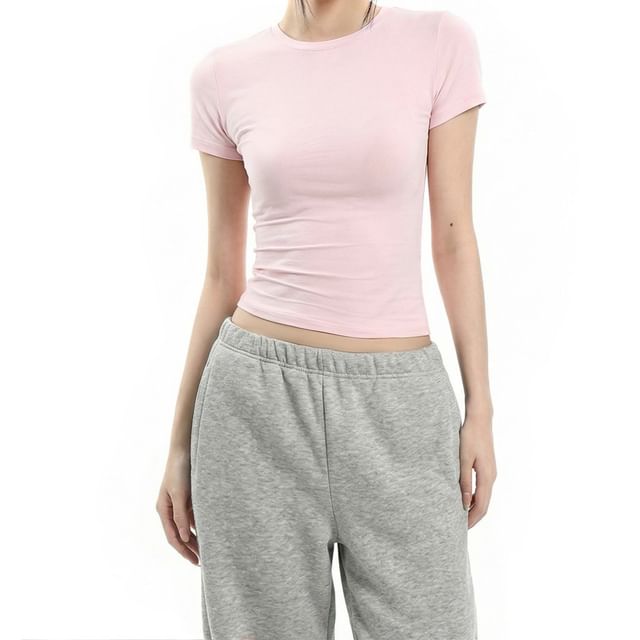 Crew Neck Basic Tee with Short Sleeves