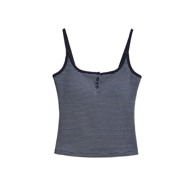 Striped Henley Camisole Top