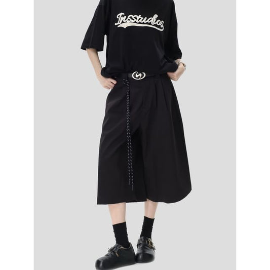 Mid-Waist Wide-Leg Jorts