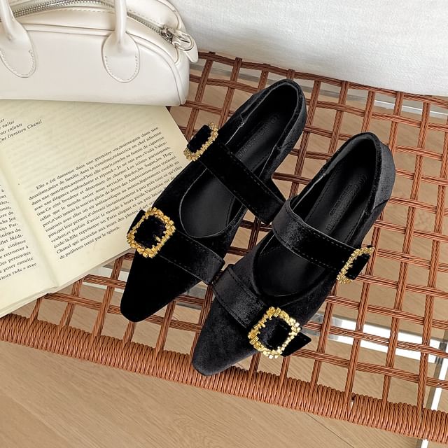 Pointy Buckled Double Strap Mary Jane Shoes