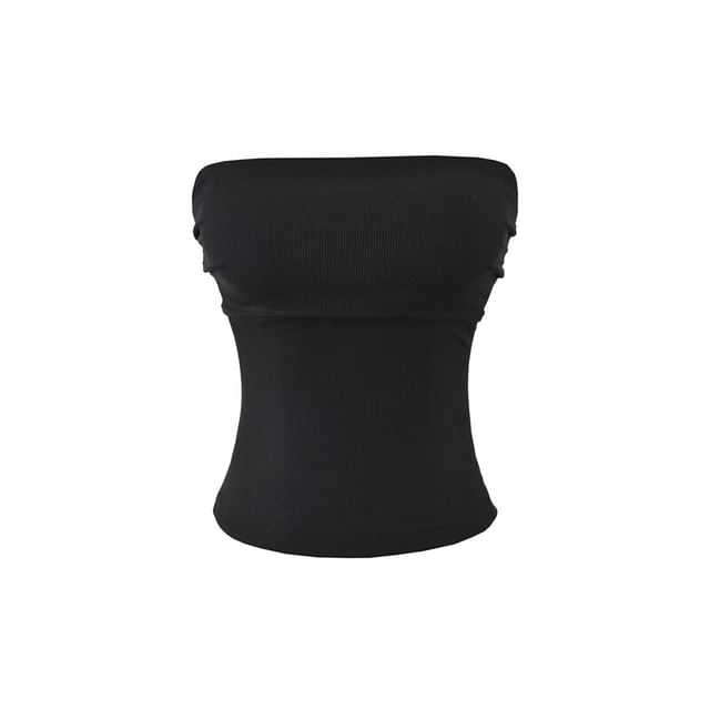 Ruched Strapless Tube Top - Plain
