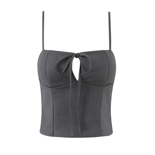 Keyhole Cutout Camisole Top and Ruffle Trim Mini A-Line Skirt Set