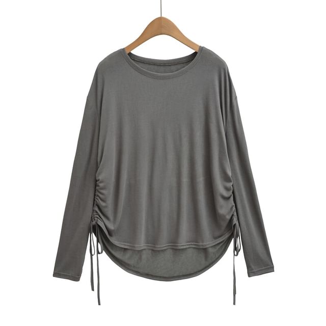 Drawstring Crew Neck Tee - Long Sleeve