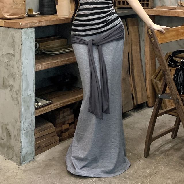Striped Tank Top and Maxi Skirt Set