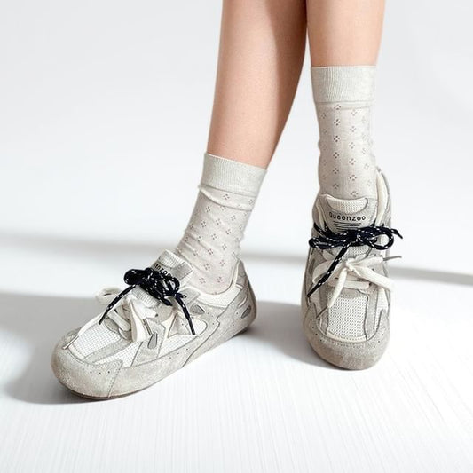 Dual Shoelace Faux Leather Sneakers