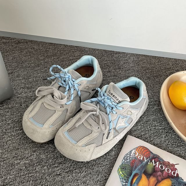Dual Shoelace Faux Leather Sneakers