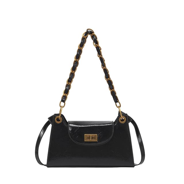 Faux Leather Chained Shoulder Bag