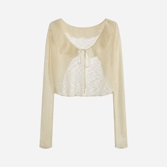V-Neck Plain Ruffle Ribbed Tie Front Cardigan