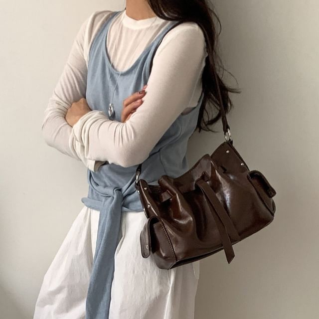 Faux Leather Bucket Bag