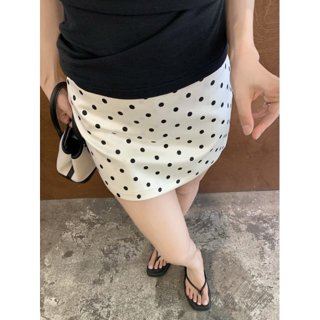 High Waist Polka Dot Mini Pencil Skirt