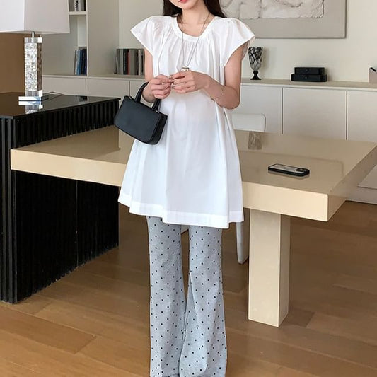Maternity Tunic with Cap Sleeves and Flared Pants