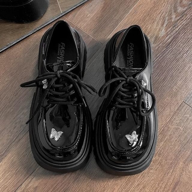 Patent Lace Up Platform Shoes