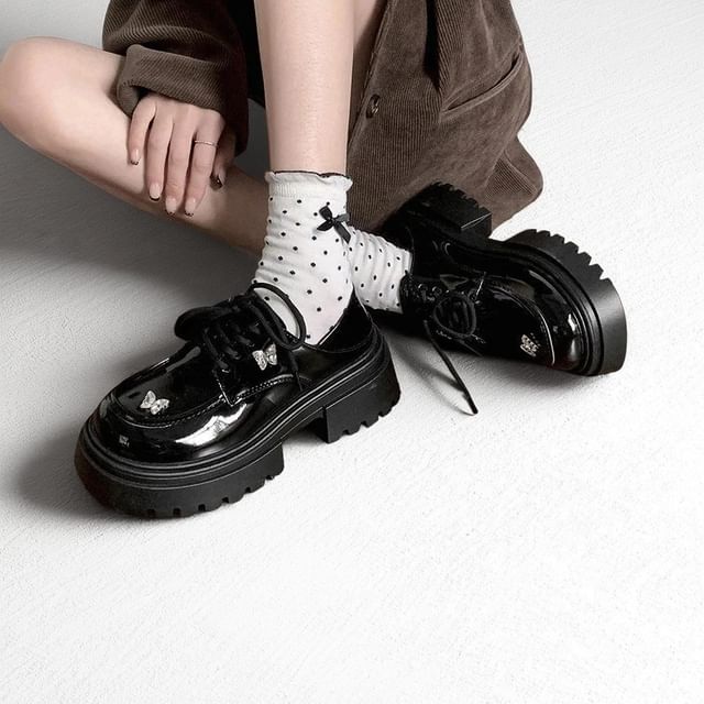 Patent Lace Up Platform Shoes