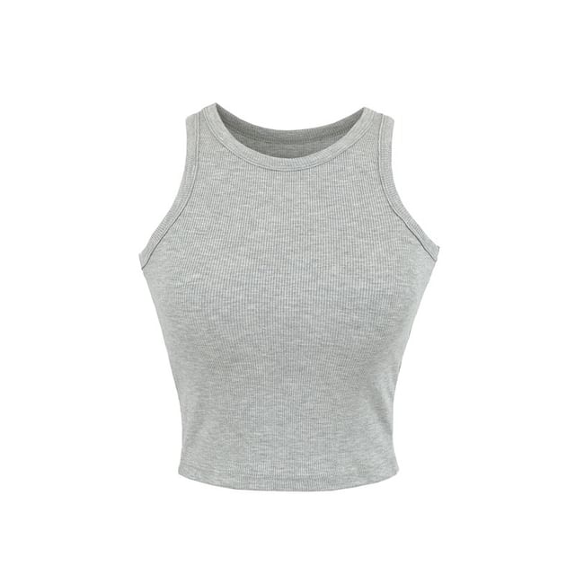 Plain Round Neck Cropped Tank