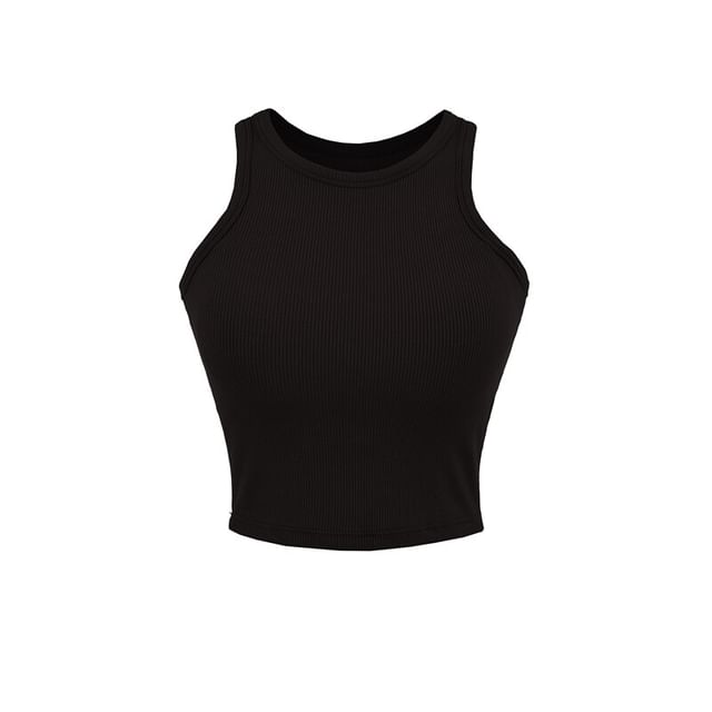 Plain Round Neck Cropped Tank