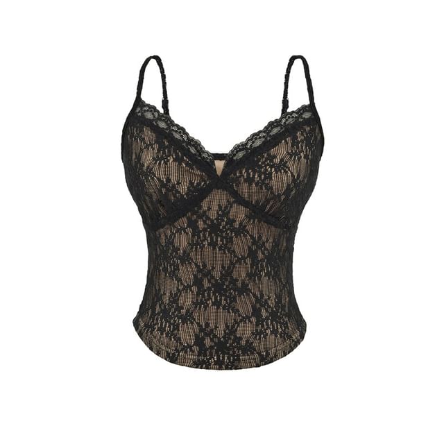 Lace Overlay V-Neck Camisole