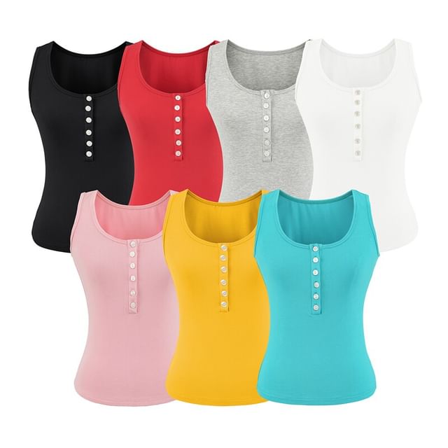 Plain Henley Tank Top