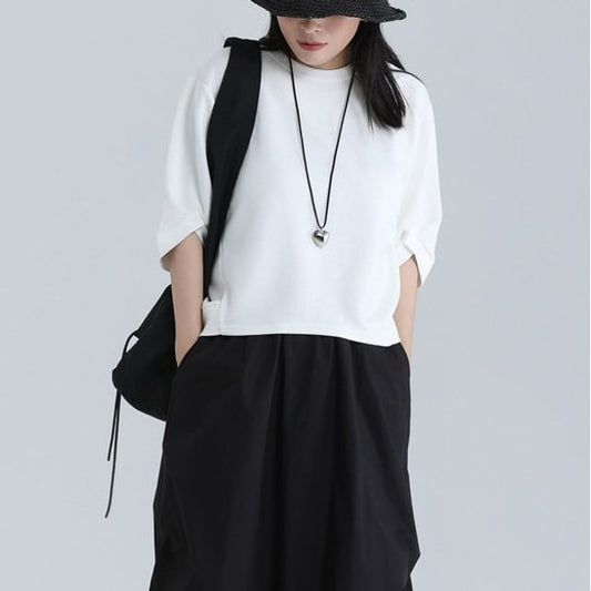 Classic Crew Neck Tee with Elbow Sleeves