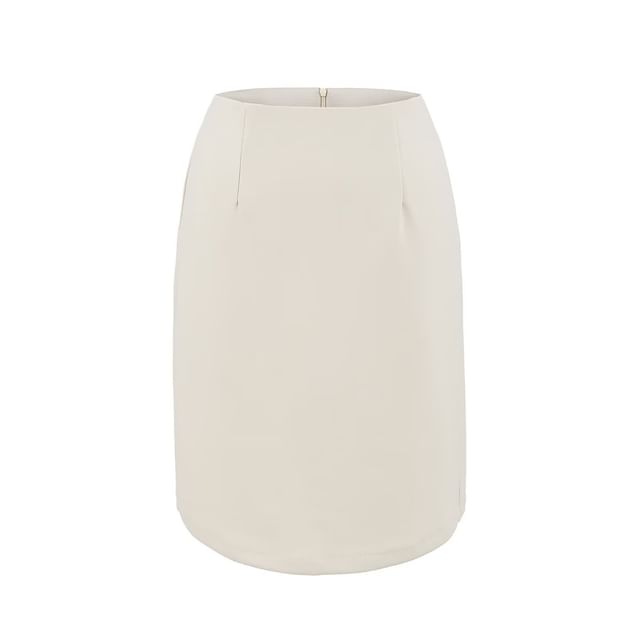 Mid Rise Plain Pencil Skirt