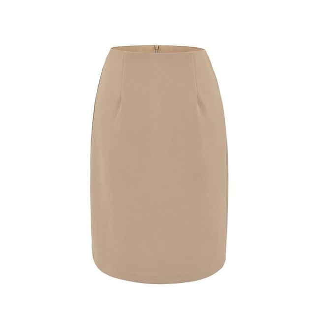 Mid Rise Plain Pencil Skirt