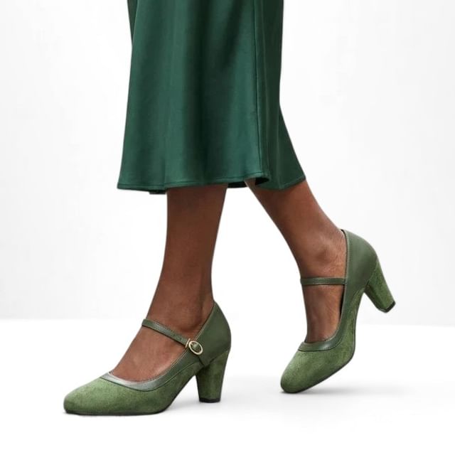 Almond Toe Chunky Heel Mary Jane Pumps