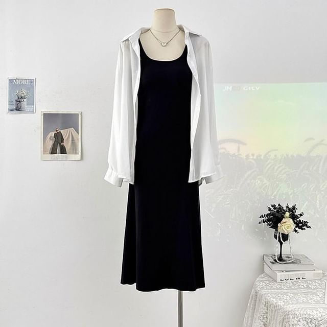 Sleeveless Scoop Neck Plain Maxi A-Line Dress