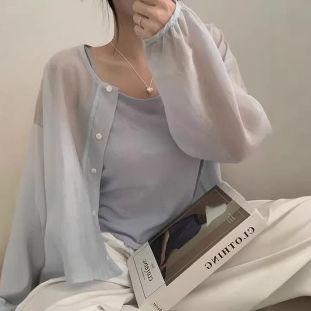 Classic Button-Front Jacket with Camisole Set