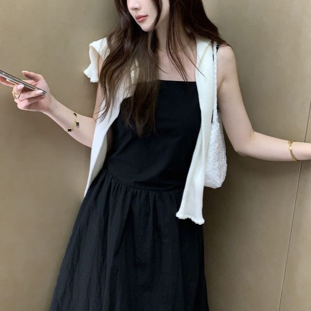 Spaghetti Strap Open Back Plain Maxi A-Line Dress