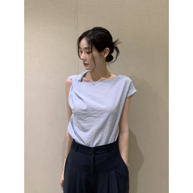 Twisted V-Neck Cap-Sleeve Tee