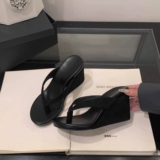 Platform Wedge Thong Slide Sandals