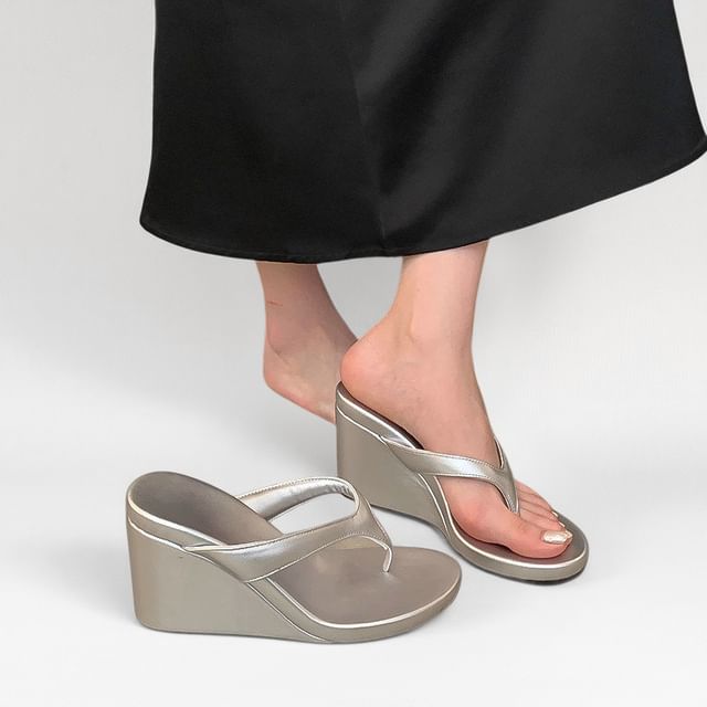 Platform Wedge Thong Slide Sandals