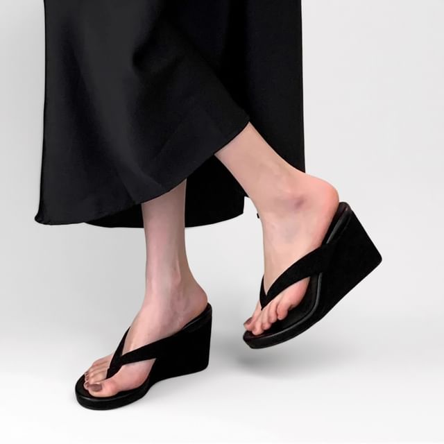 Platform Wedge Thong Slide Sandals