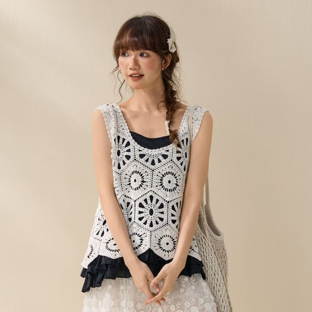 Crochet Lace Sleeveless Top