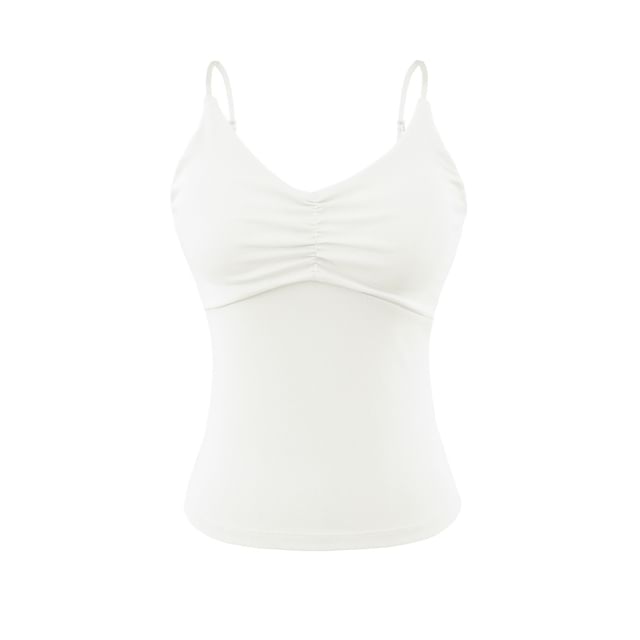 V-Neck Ruched Spaghetti Strap Camisole Top
