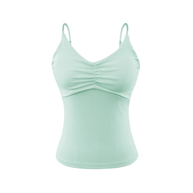 V-Neck Ruched Spaghetti Strap Camisole Top