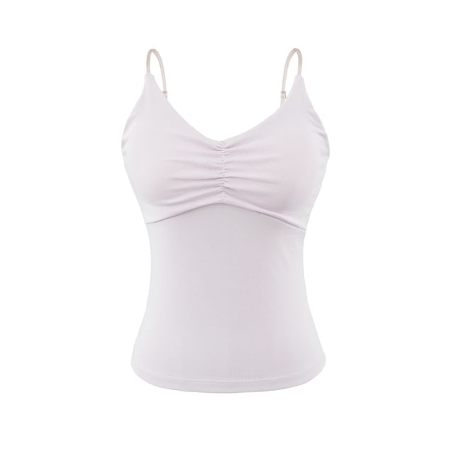 V-Neck Ruched Spaghetti Strap Camisole Top