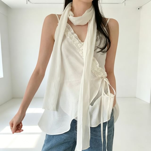 Asymmetrical Wrap Camisole Top with Sash Set