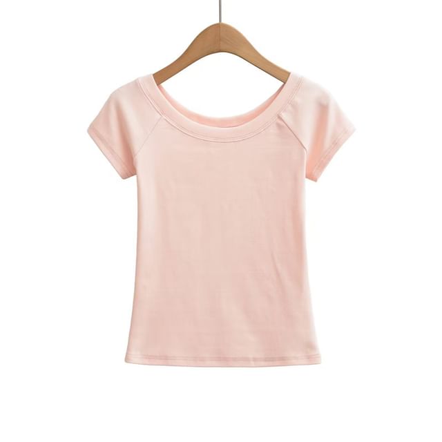 Off-Shoulder Slim Fit Crop T-Shirt
