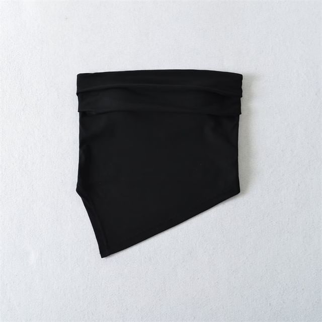 Asymmetrical Padded Ruched Crop Tube Top
