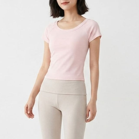 Off-Shoulder Slim Fit Crop T-Shirt