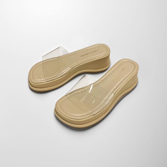 Platform PVC Clear Strap Slide Sandals