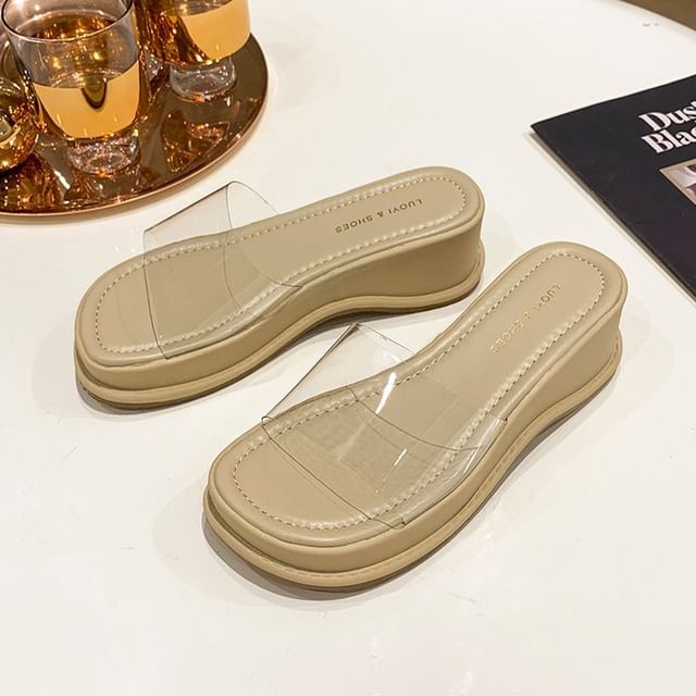 Platform PVC Clear Strap Slide Sandals