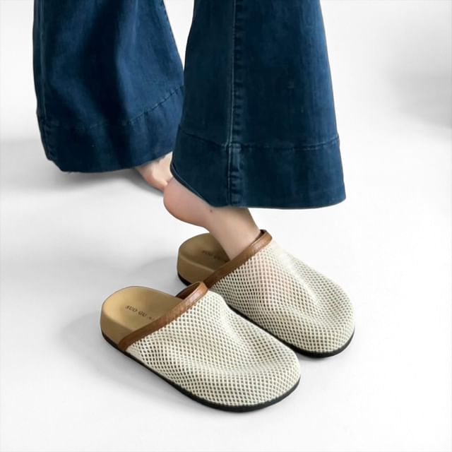 Platform Contrast Trim Mesh Mules