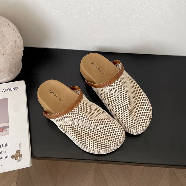 Platform Contrast Trim Mesh Mules