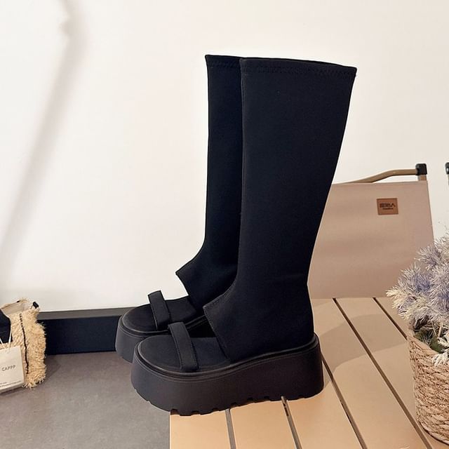 Knee High Open Toe Platform Sandals