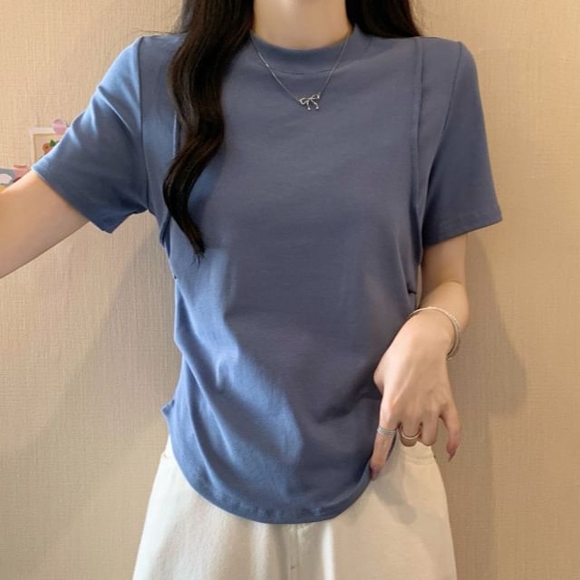 Crew Neck Ruched Short Sleeve T-Shirt