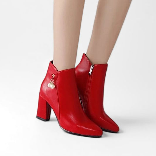 Block Heel Faux Leather Ankle Boots