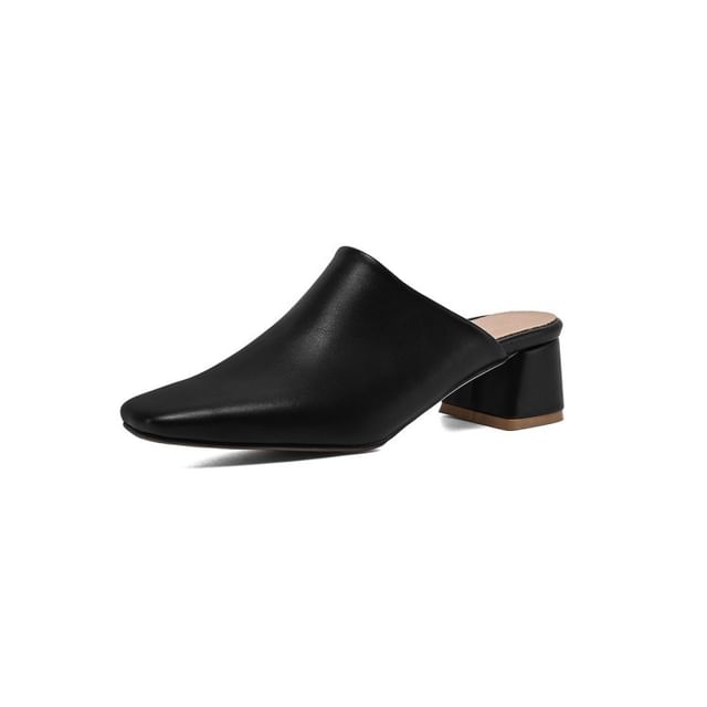 Low Heel Faux Leather Mules