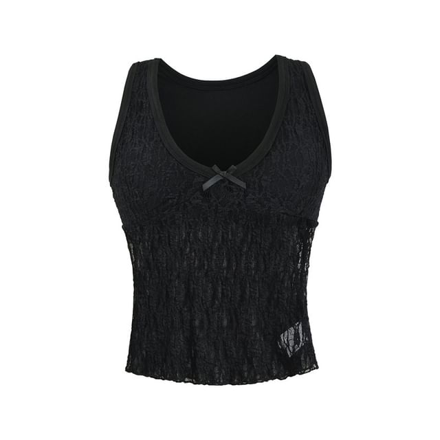 Sleeveless V-Neck Lace Top