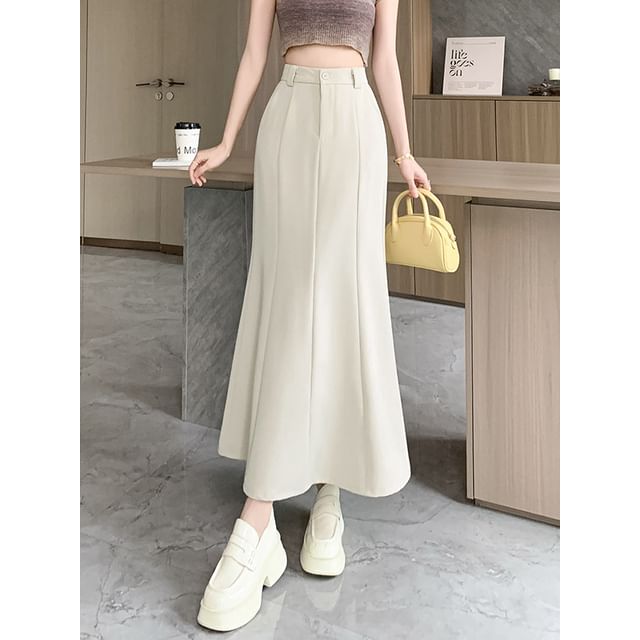 High Waist Plain Panel Maxi Mermaid Skirt